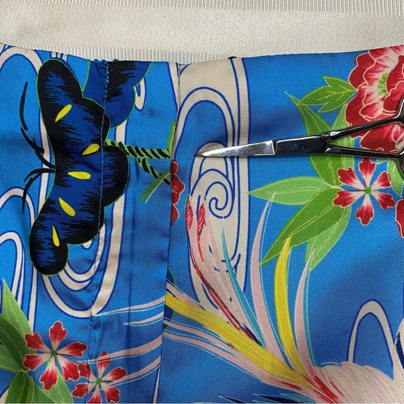 ZARA Blue Colorful Floral Wide-Leg Pants Light & Flowy Sz S Birds Butterflies - Picture 14 of 16